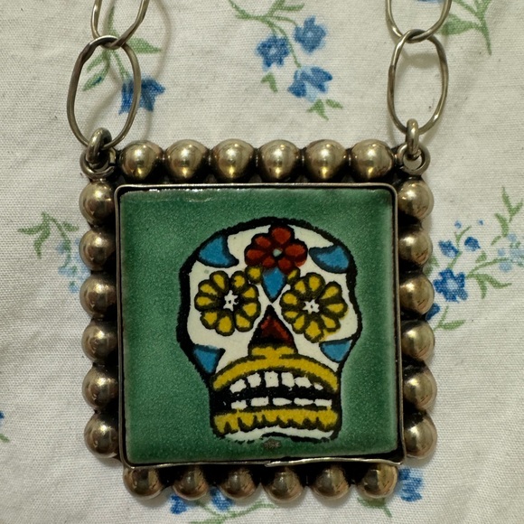Authentic Sterling Silver Day of The Dead Necklace - Picture 2 of 4
